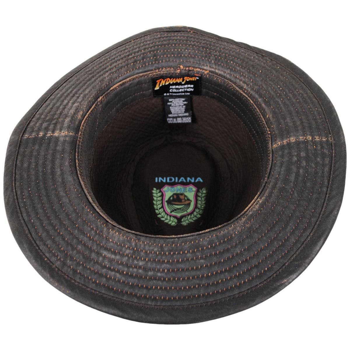 Indiana Jones | Officially Licensed Weathered Cotton Safari Fedora Hat | 140223 | under | DARK BROWN