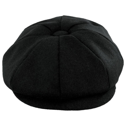 Jaxon Hats | Wholesale Harlem Wool Blend Newsboy Cap B2B Pre-Pack | B2B167791 | front | BLACK