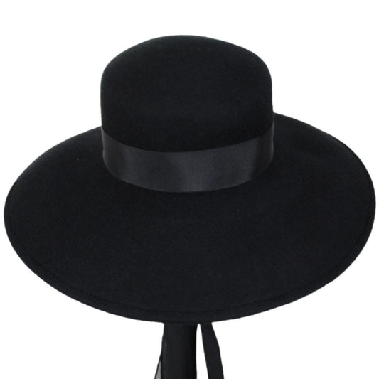 Kathy Jeanne | Lumiere Wool Felt Lampshade Hat - Made to Order | 124721 | front | BLACK