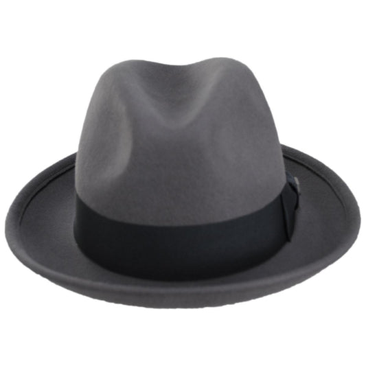 BRIXTON HATS | Horton Convertabrim Packable Wool Felt Fedora Hat | 135670 | front | GREY/CHARCOAL