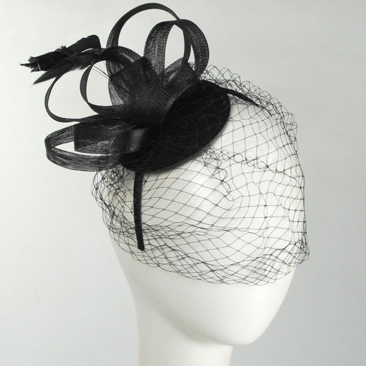 Jeanne Simmons | Selena Fascinator Hat | 120766 | front | BLACK