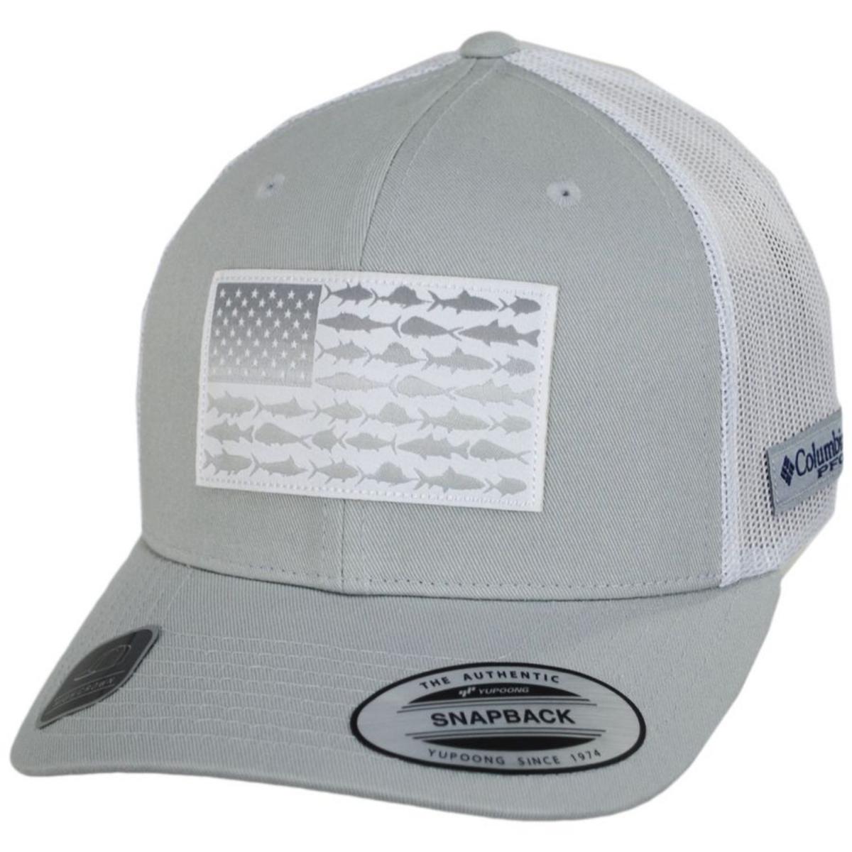 Columbia Sportswear | PFG Fish Flag Mesh Snapback Baseball Cap | 400151 | lead | COOL GREY/WHITE