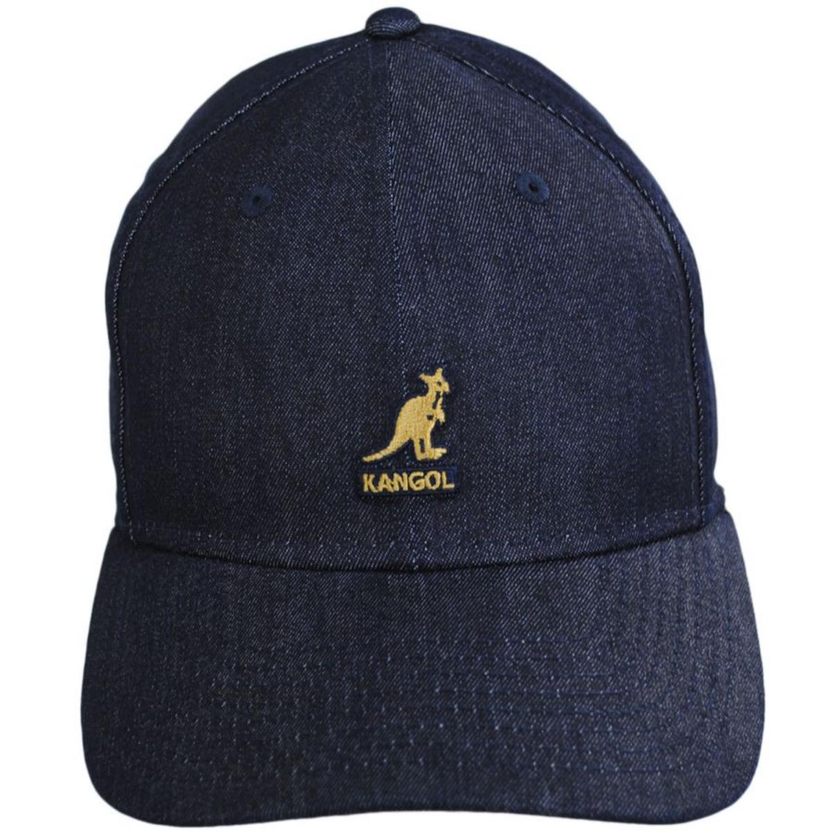 Kangol | Logo Denim Flexfit Fitted Baseball Cap | 201107 | front | INDIGO