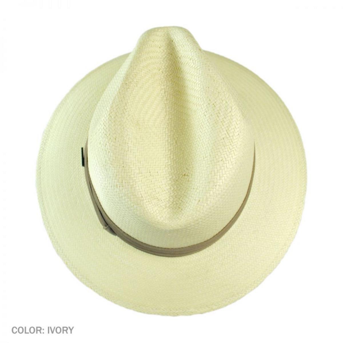 Jaxon Hats | Toyo Straw Safari Fedora Hat - Khaki Band | 129914 | top | IVORY