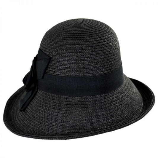 Jeanne Simmons | Rosa Toyo Straw Sun Hat | 101733 | front | BLACK