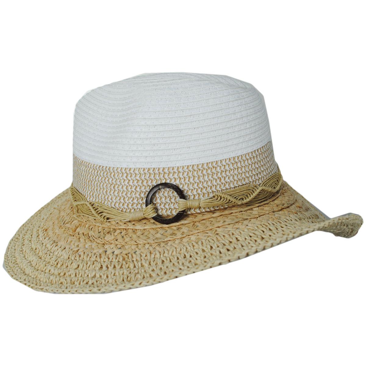 Scala | Alcantara Mixed Straw Fedora Hat | 101372 | profile | WHITE