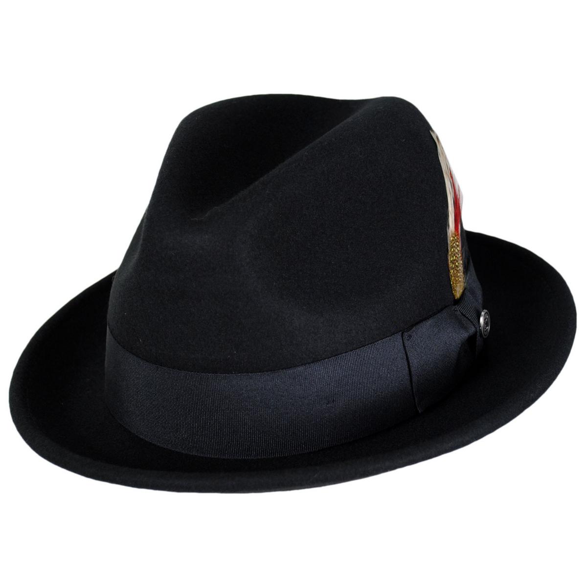 Jaxon Hats | Blues Crushable Wool Felt Trilby Fedora Hat | 132020 | lead | BLACK