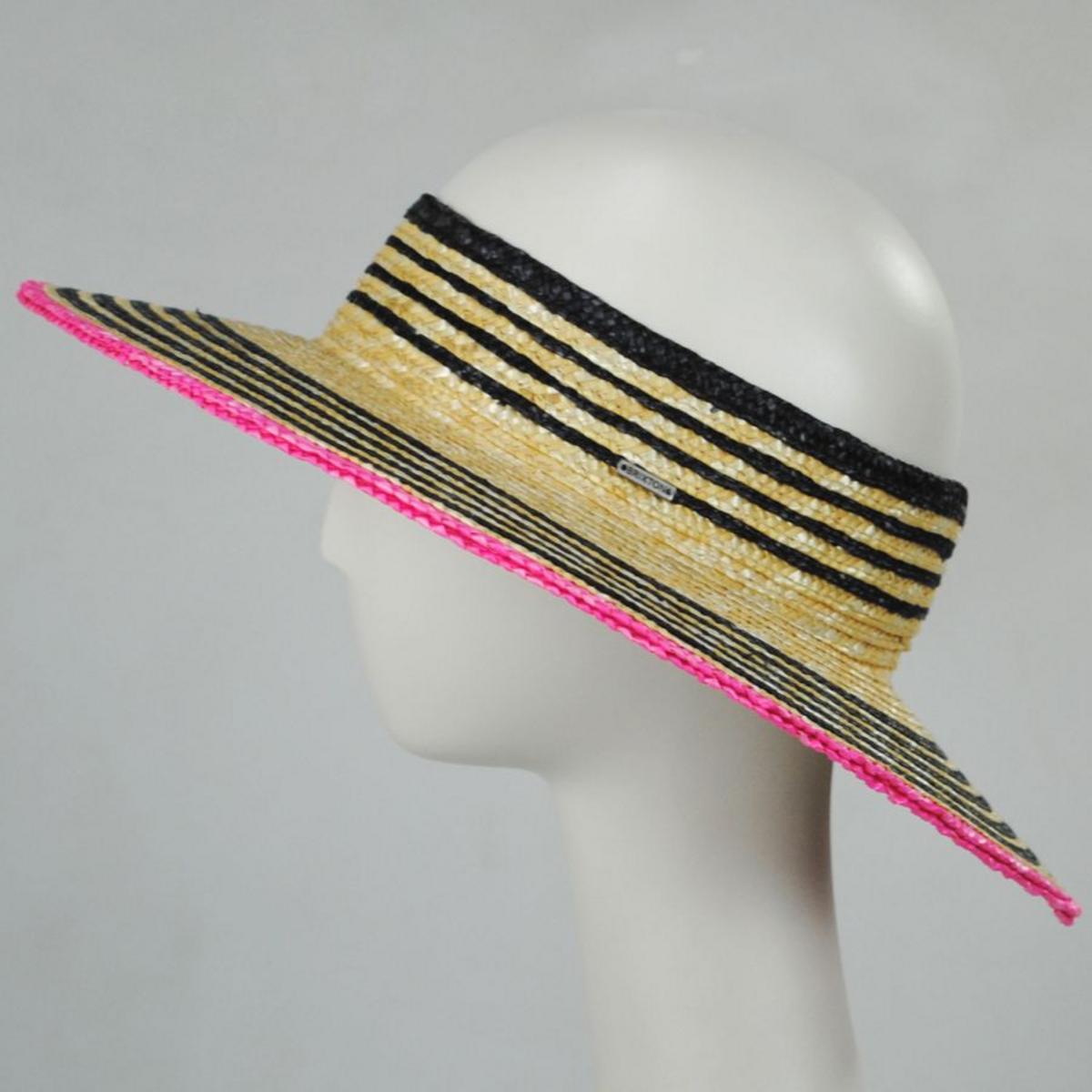 BRIXTON HATS | Joanna Wheat Straw Visor | 198406 | under | HONEY/BLACK/PINK
