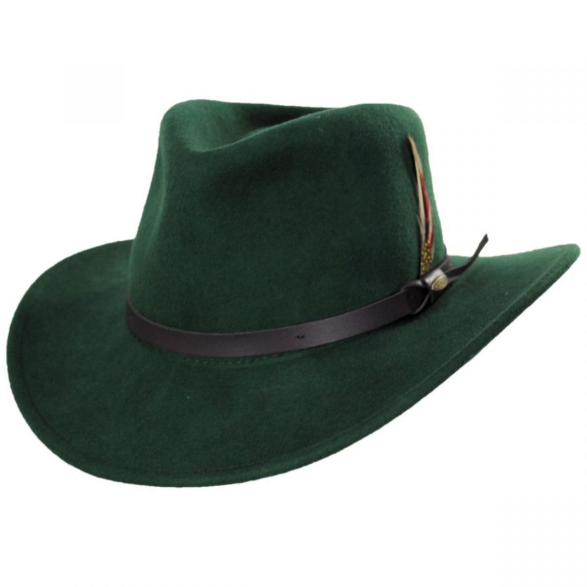 Scala | Dakota Wool Crushable Outback Hat | 130443 | lead | PINE