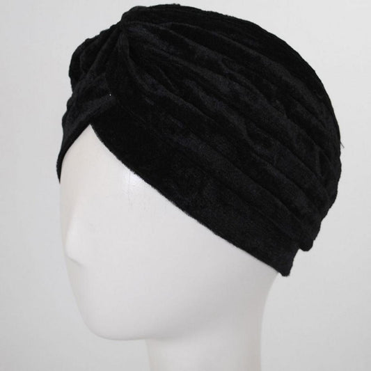 Jeanne Simmons | Velvet Poly Turban | 106533 | lead | BLACK
