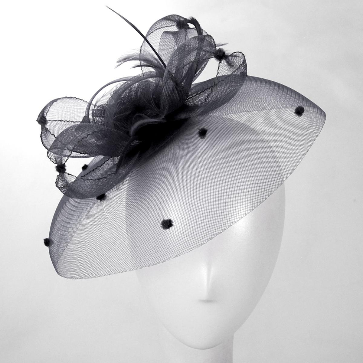 Kathy Jeanne | Voile Horsehair Mesh Fascinator Hat | 122431 | front | BLACK