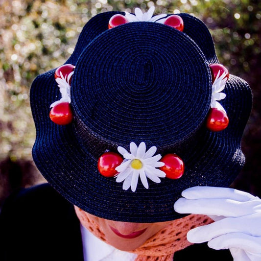 Disney | Mary Poppins Boater Hat | 190295 | front | BLACK
