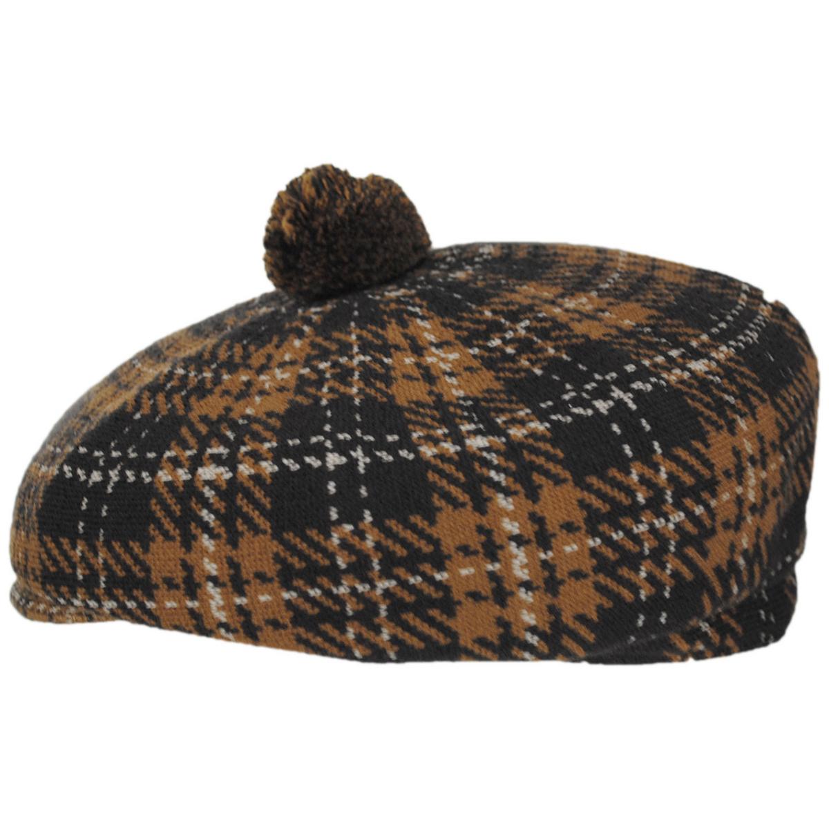 Kangol | New Heritage Pom-Pom Newsboy Cap | 160842 | profile | ESPRESSO CHECK
