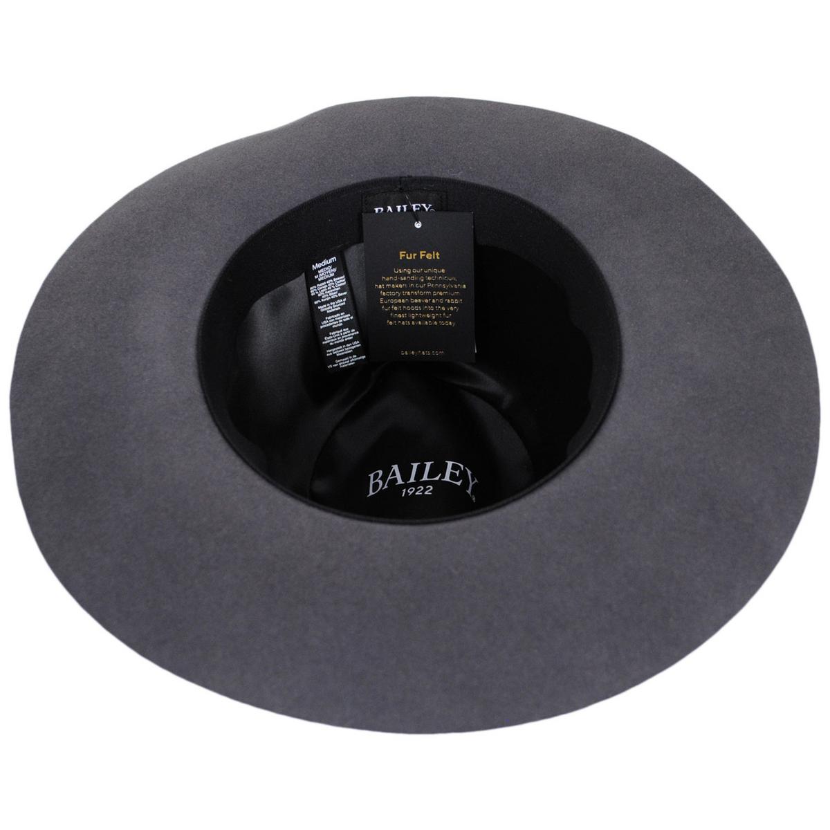 Bailey 1922 | Ralat Superior Fur Felt Fedora Hat | 130155 | under | CHARCOAL