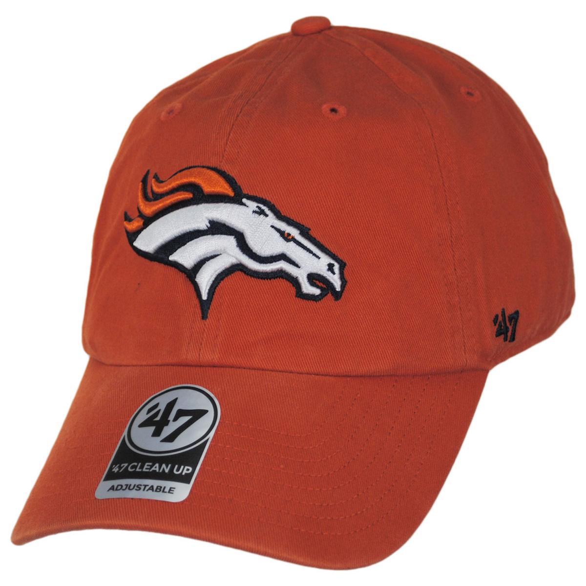 47 Brand | Denver Broncos NFL Clean Up Strapback Baseball Cap Dad Hat | 203600 | lead | ORANGE