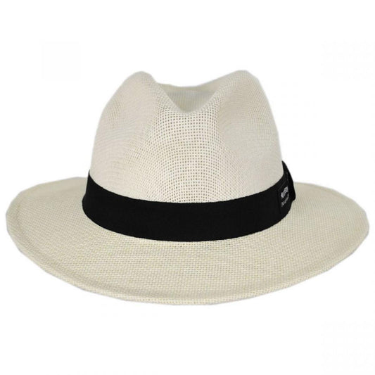 Panama Jack | Kingfin Toyo Straw Safari Fedora Hat | 126387 | front | IVORY