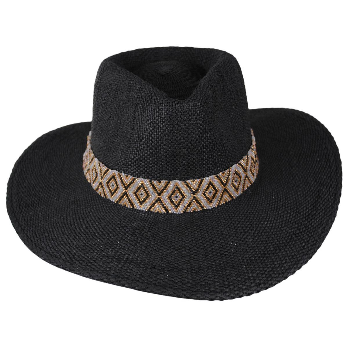 NIKKI BEACH | Zendaya Toyo Straw Fedora Hat | 102664 | front | BLACK