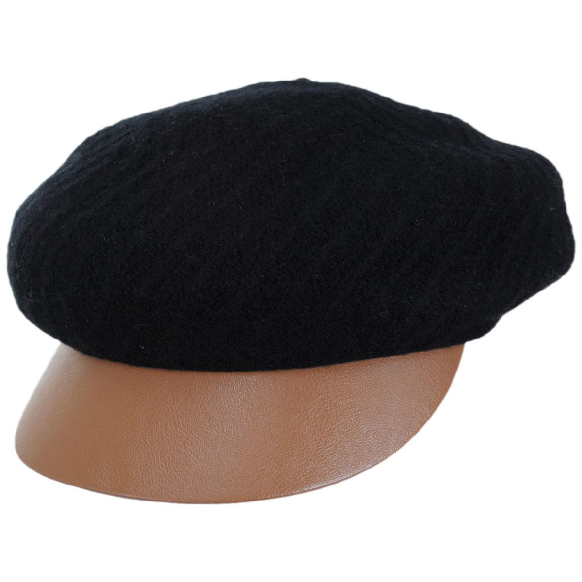 Scala | Alicent Boiled Wool Jockey Cap | 106423 | lead | BLACK
