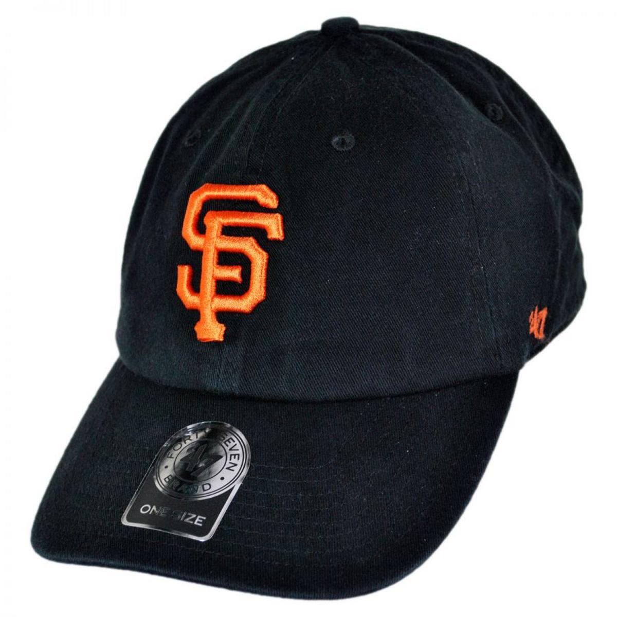47 Brand | San Francisco Giants MLB Clean Up Strapback Baseball Cap Dad Hat | 203102 | lead | BLACK