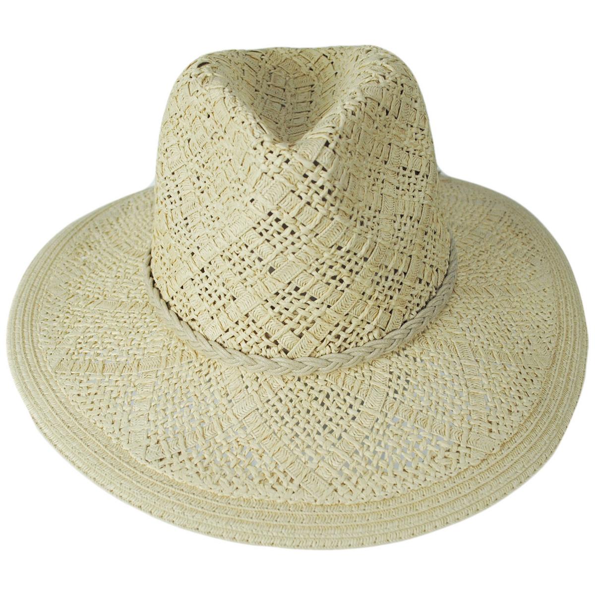 Panama Jack | Bondi Toyo Straw Safari Fedora Hat | 102001 | front | NATURAL