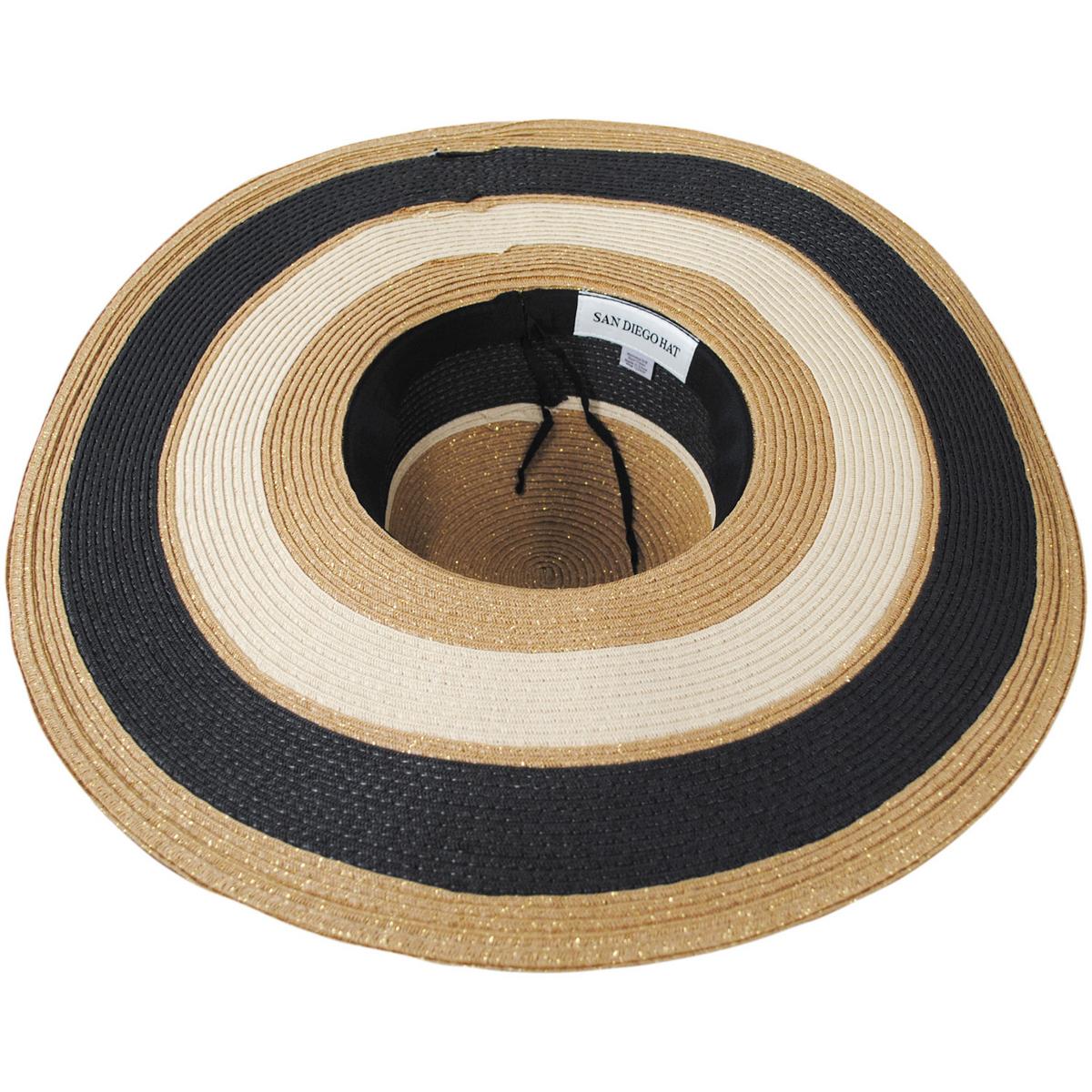 San Diego Hat Company | Las Palmas Striped Toyo Straw Swinger Sun Hat | 103691 | under | BLACK STRIPE