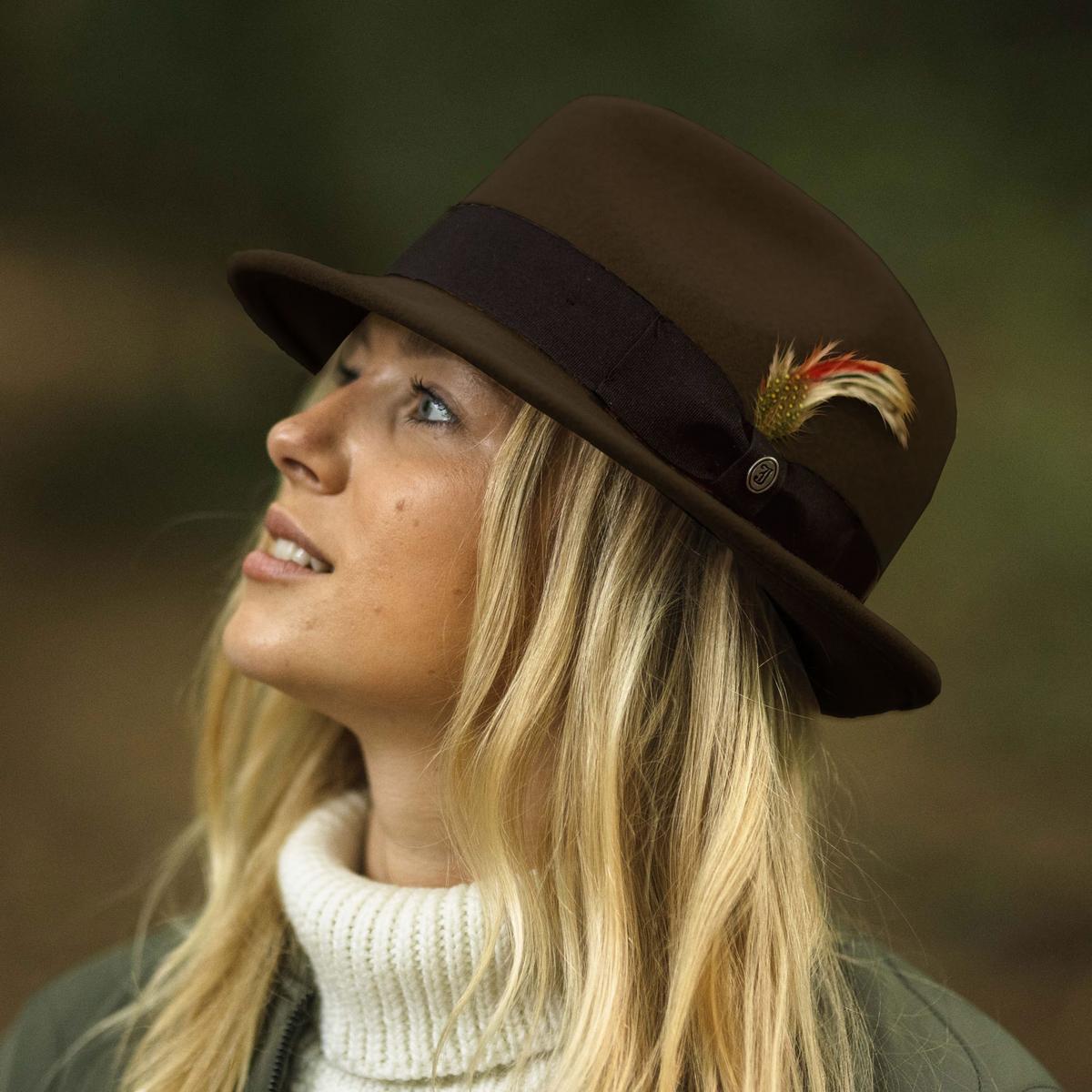 Jaxon Hats | Blues Crushable Wool Felt Trilby Fedora Hat | 132020 | lsfone | BROWN