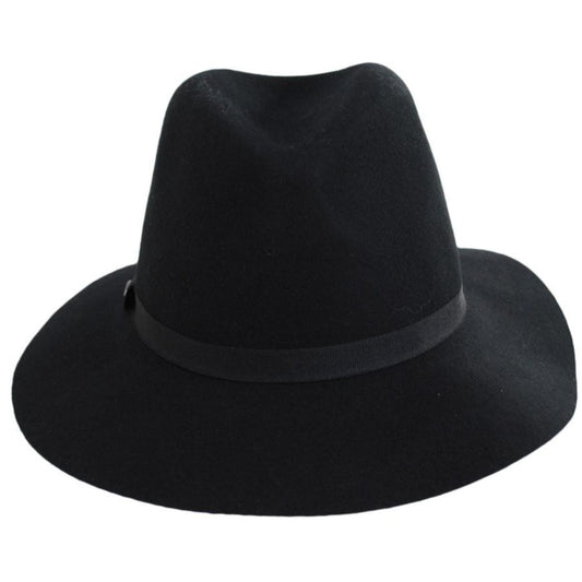 Scala | Xenia Wool Felt Earflap Safari Fedora Hat | 123439 | front | BLACK