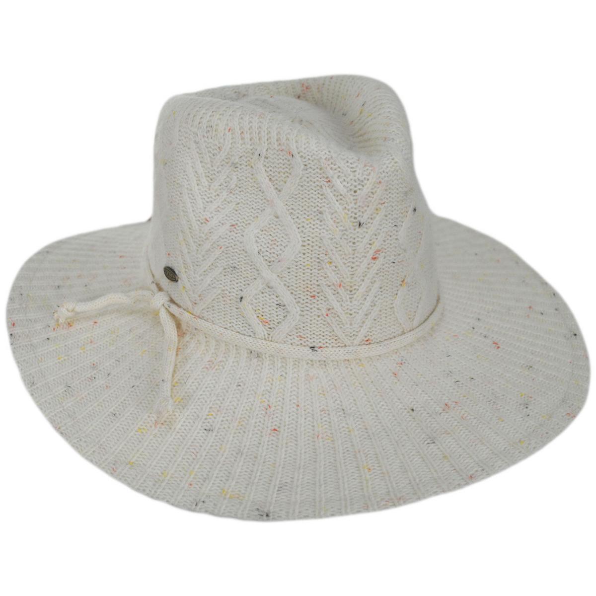 Scala | Arana Cable Knit Fedora Hat | 106420 | lead | IVORY