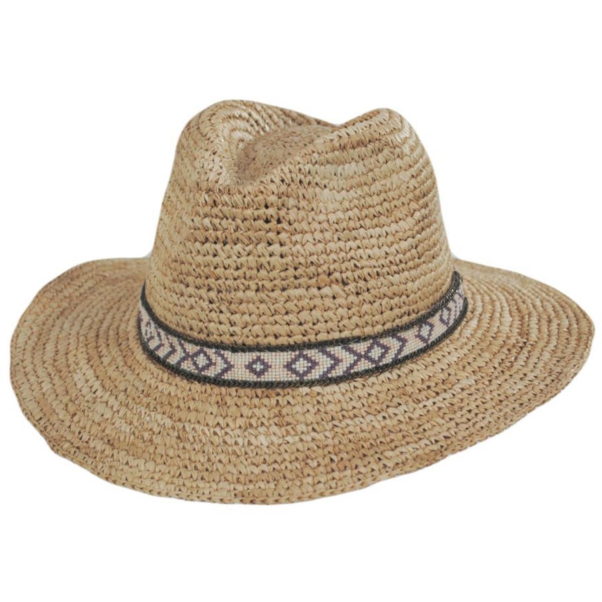 NIKKI BEACH | Hailey Raffia Crochet Straw Fedora Hat | 102686 | lead | NATURAL