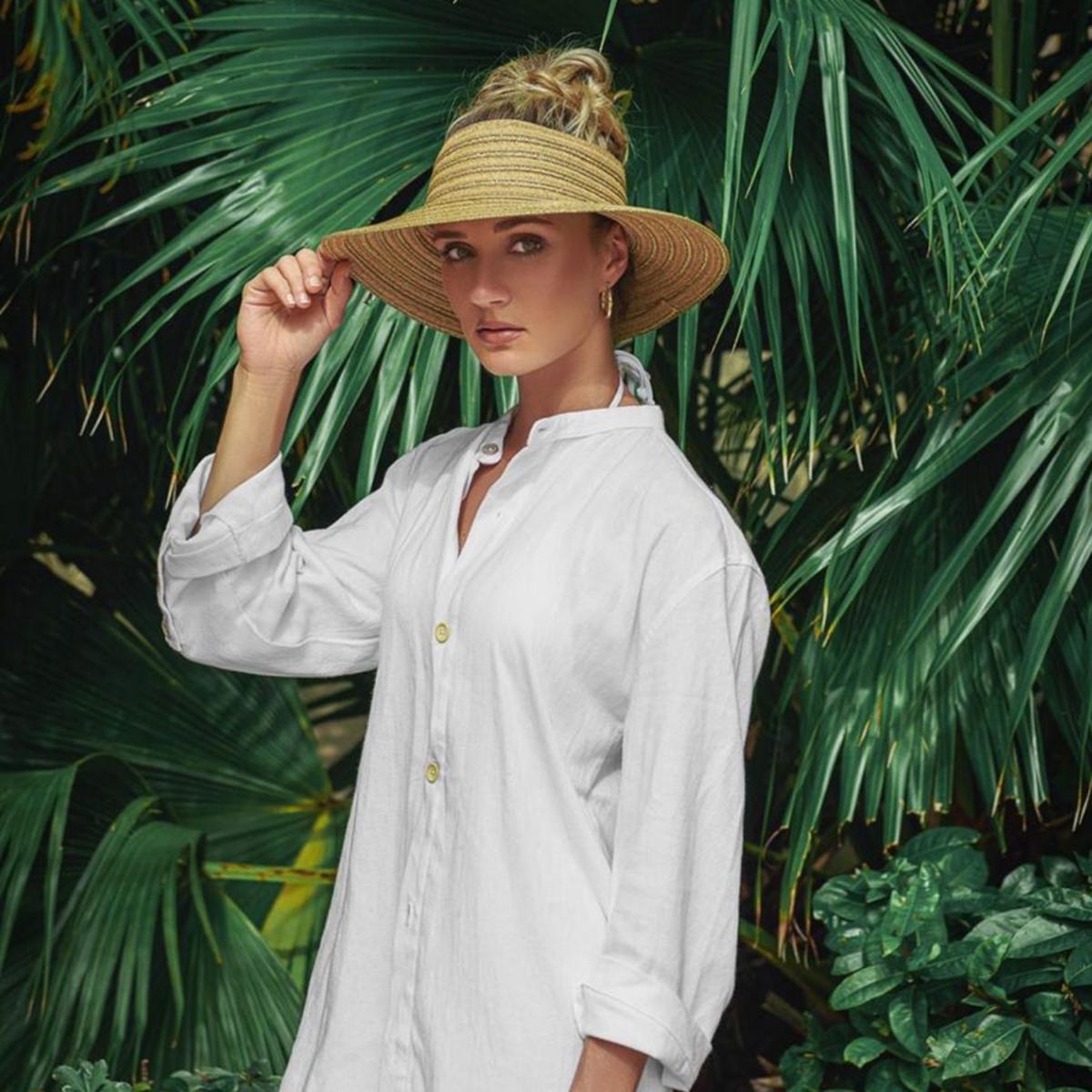Physician Endorsed | Maddie Toyo Straw Crownless Hat | 102680 | lsfone | CARAMEL/GOLD