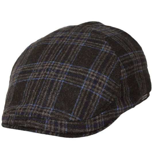 Wigens Caps | Italian Check Flannel Wool/Silk Pub Cap | 161969 | lead | BROWN