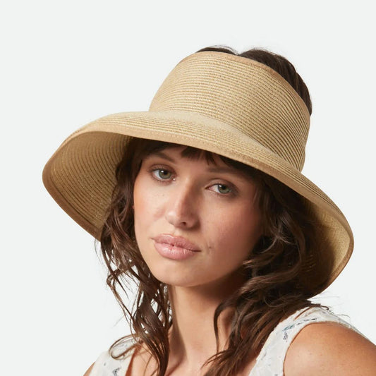 BRIXTON HATS | Ivy Toyo Braid Straw Rollable Visor | 198408 | lsfone | TAN