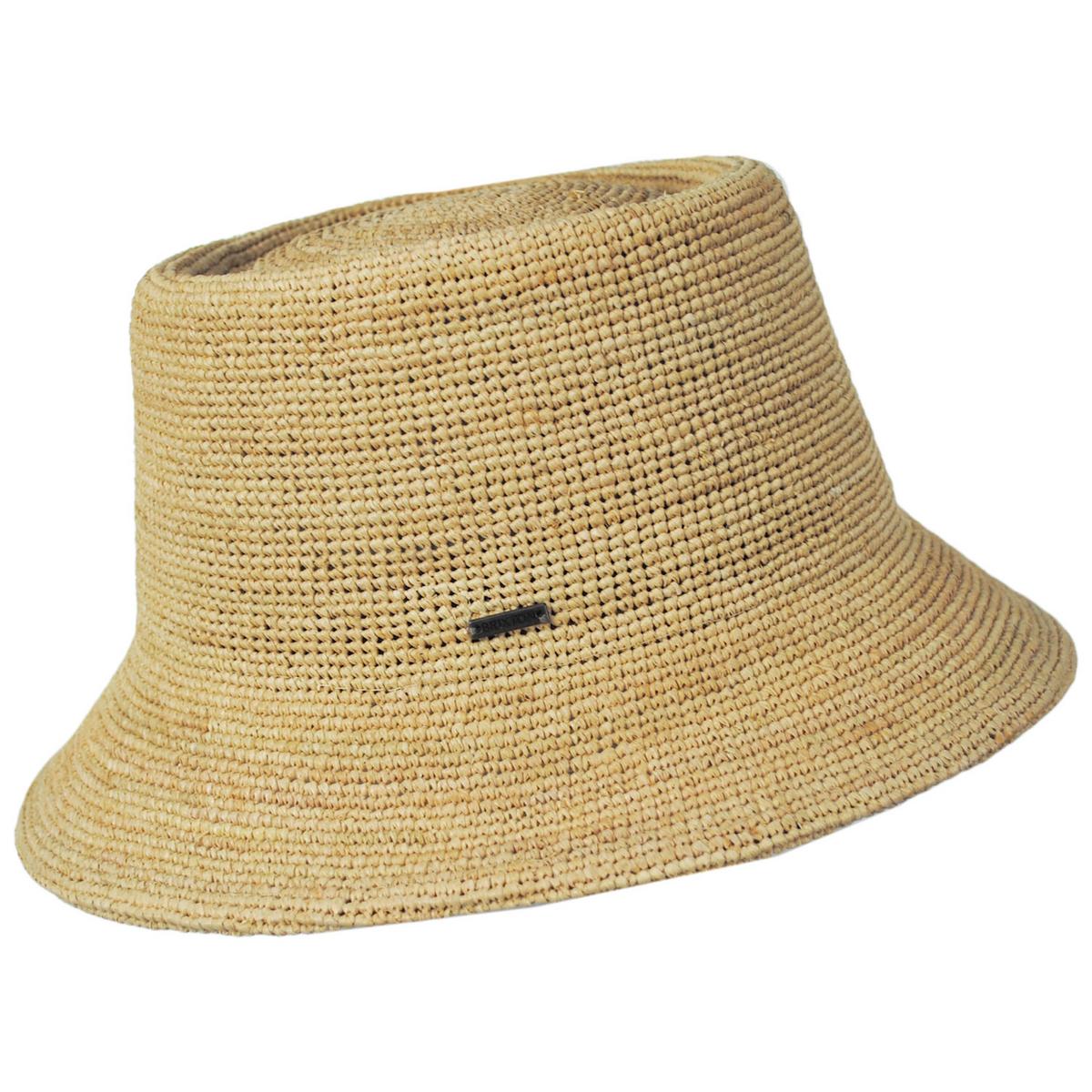 BRIXTON HATS | Ellee Raffia Straw Bucket Hat | 104055 | profile | TAN