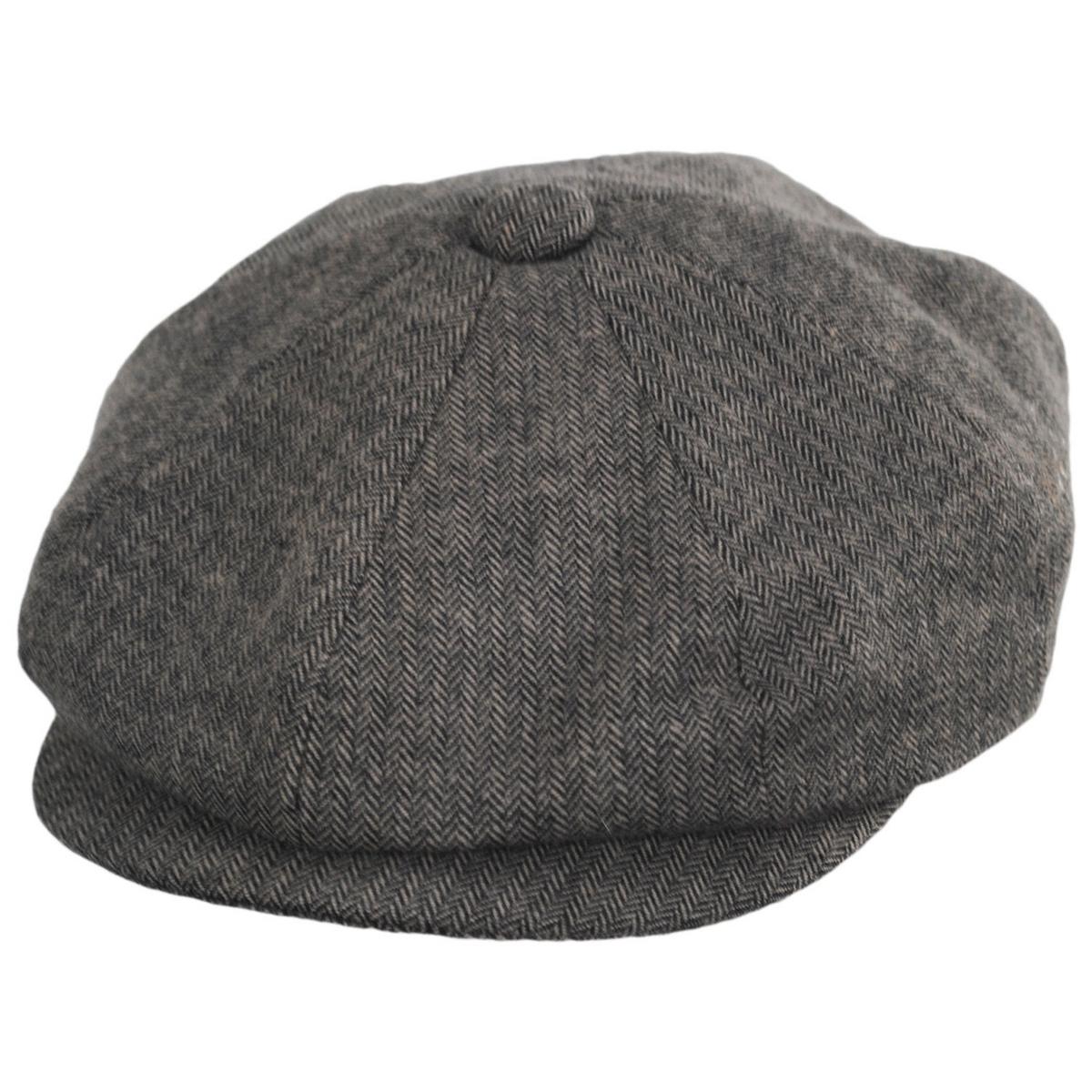 Baskerville Hat Company | Wholesale Cardiff Cotton Herringbone Newsboy Cap B2B Pre-Pack | B2B167678 | lead | BLACK/GREY