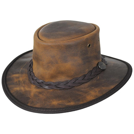 Barmah | Bronco Cattle Leather Foldaway Drover Hat | 400905 | lead | RUSTIC