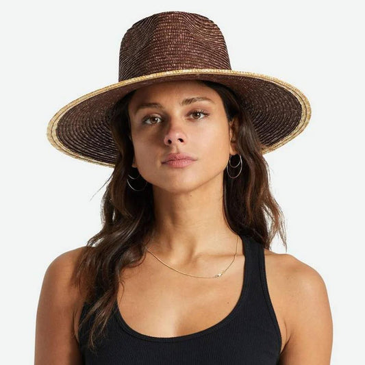 BRIXTON HATS | Joanna Festival Wheat Straw Fedora Hat - FINAL SALE | 104047A | lsfone | DARK EARTH/HONEY