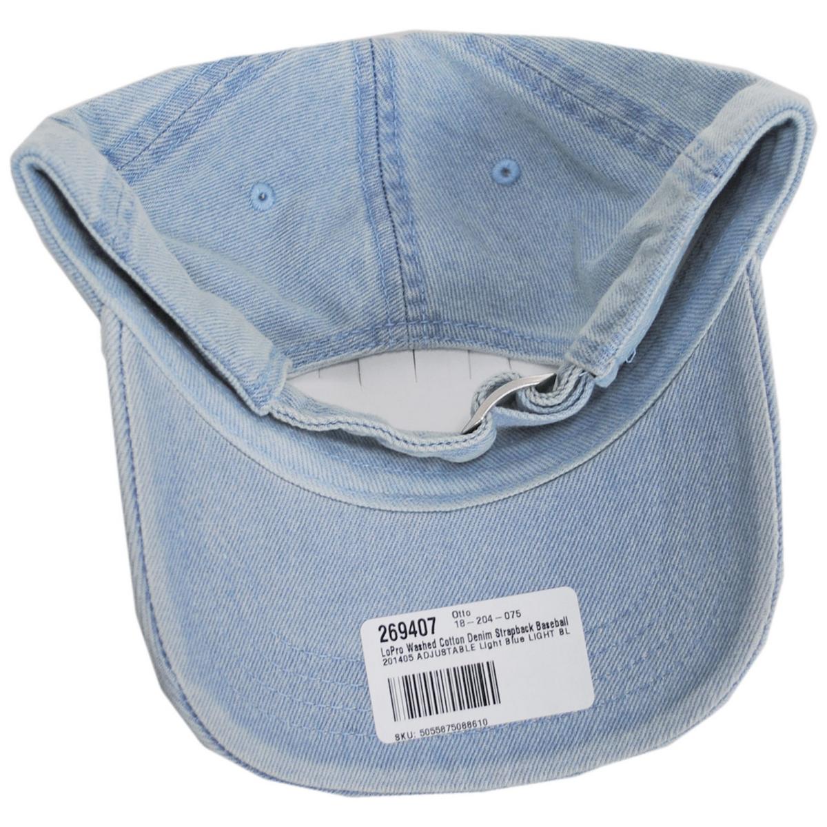 Otto | LoPro Washed Cotton Denim Strapback Baseball Cap Dad Hat | 201405 | under | LIGHT BLUE