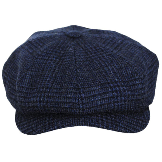 Wigens Caps | Magee Glen Plaid Lambswool Newsboy Cap | 161975 | front | DARK BLUE