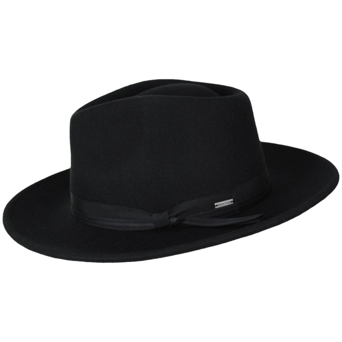 BRIXTON HATS | Dayton Convertabrim Wool Felt Rancher Fedora Hat | 135659 | profile | BLACK