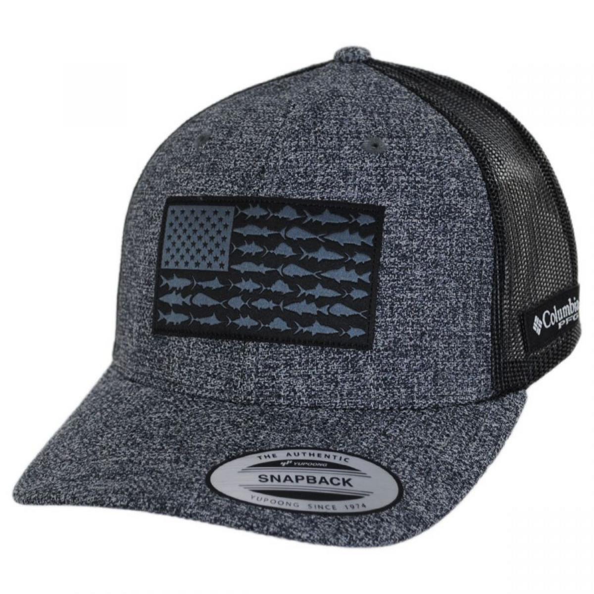 Columbia Sportswear | PFG Fish Flag Mesh Snapback Baseball Cap | 400151 | lead | GRILL HEATHER/BLACK