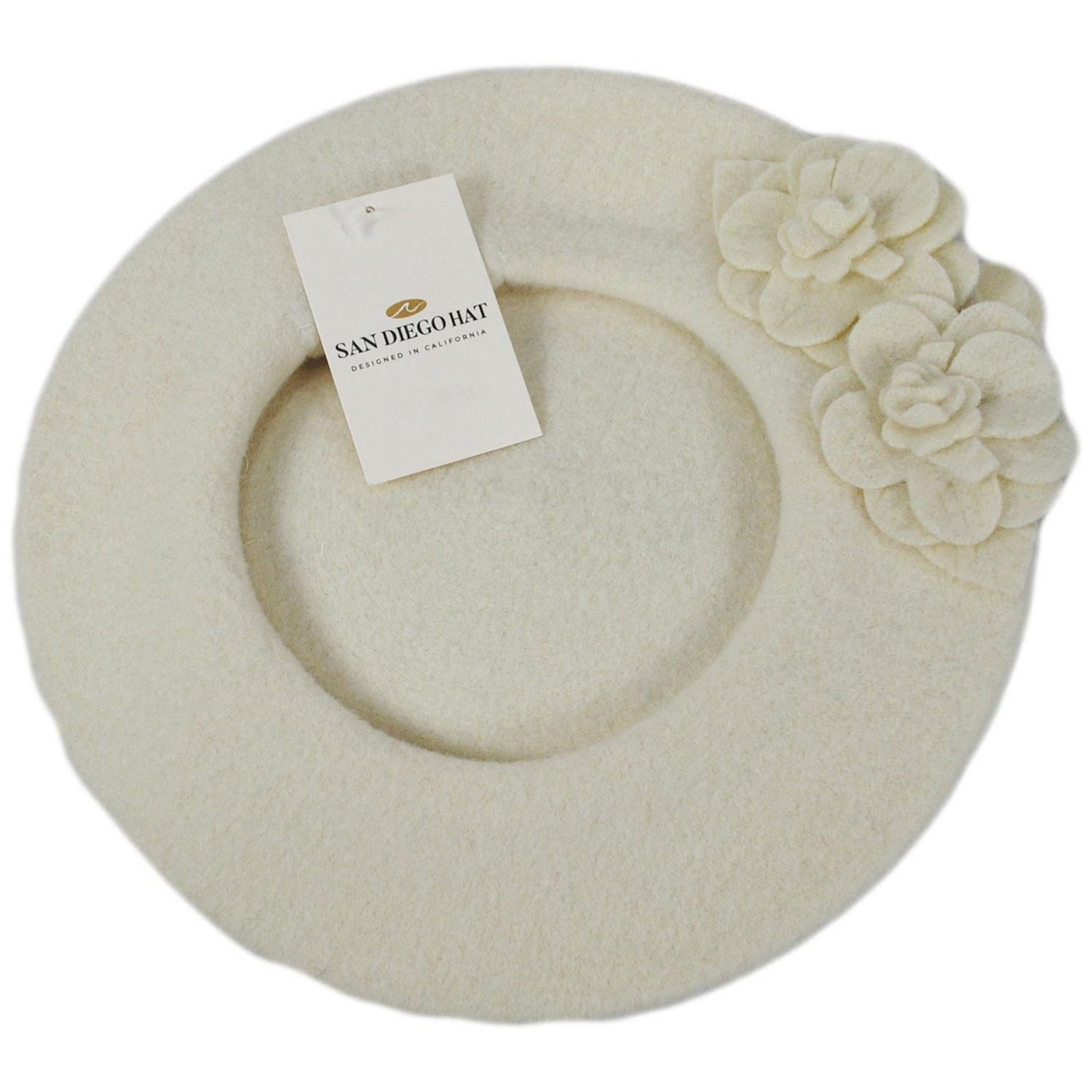 San Diego Hat Company | Fleur Wool Beret | 151613 | under | IVORY