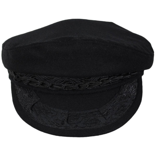 Scala | Wool Greek Fisherman's Cap | 180017 | front | BLACK
