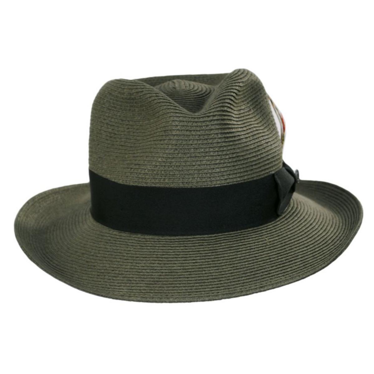 Jaxon Hats | Summer C-Crown Toyo Straw Fedora Hat | 129010 | front | OLIVE GREEN