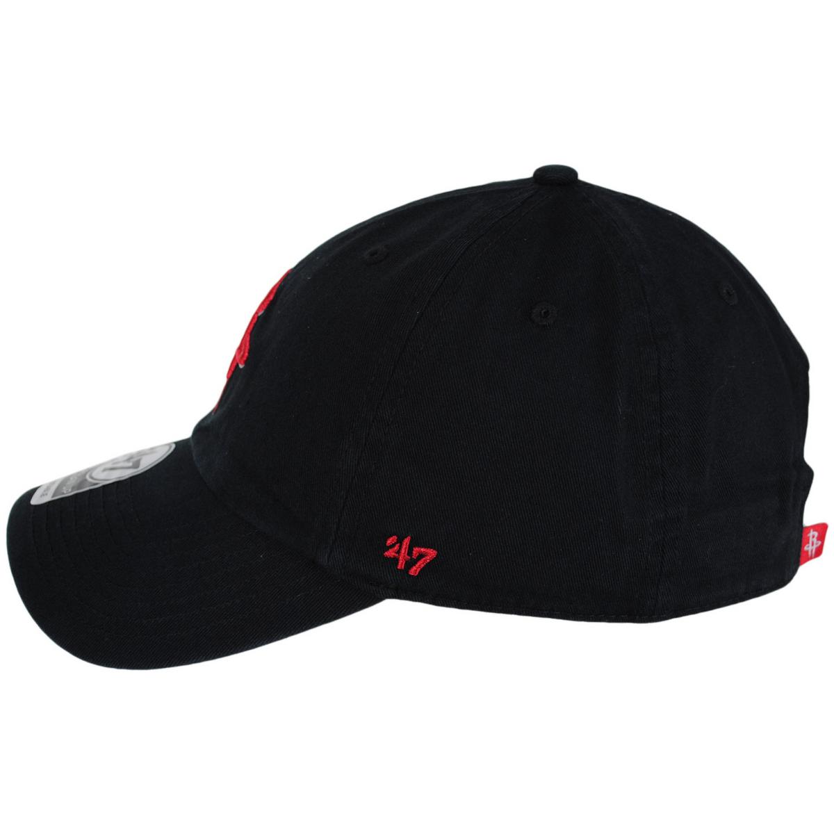 47 Brand | Houston Rockets NBA Clean Up Strapback Baseball Cap Dad Hat | 204050 | profile | BLACK