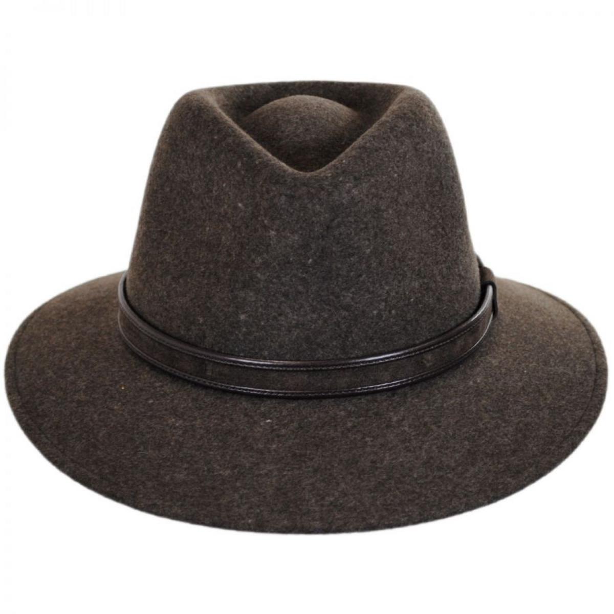 Stefeno Hats | Hiker Wool Felt Safari Fedora Hat | 136062 | front | BROWN MIX