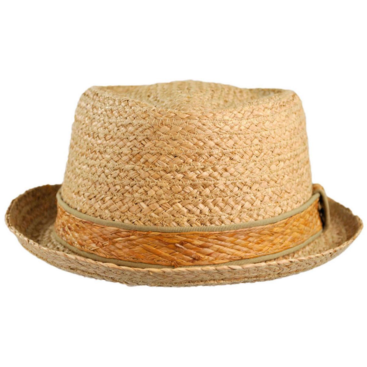 Jaxon Hats | Raffia Straw Diamond Crown Fedora Hat | 129002 | front | NATURAL
