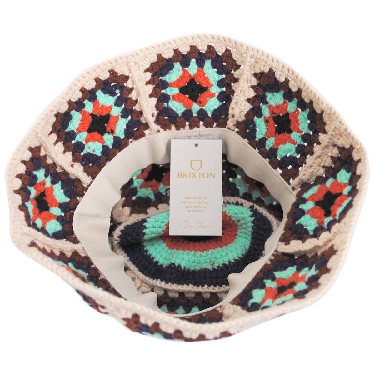 BRIXTON HATS | Granny Square Crochet Knit Bucket Hat | 185555 | under | MUTLI COLOR