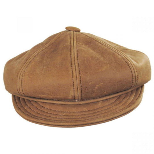 NEW YORK HAT CO | Vintage Spitfire Leather Newsboy Cap | 161102 | front | RUST