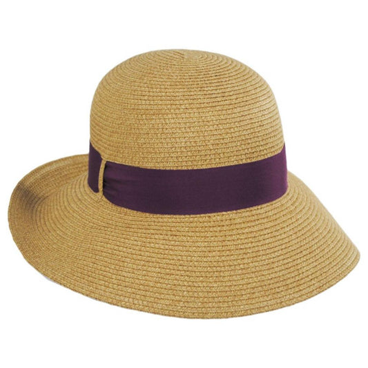 Toucan Collection | Toyo Straw Foldable Sun Hat - Made to Order | 104854 | lead | NATURAL/PURPLE