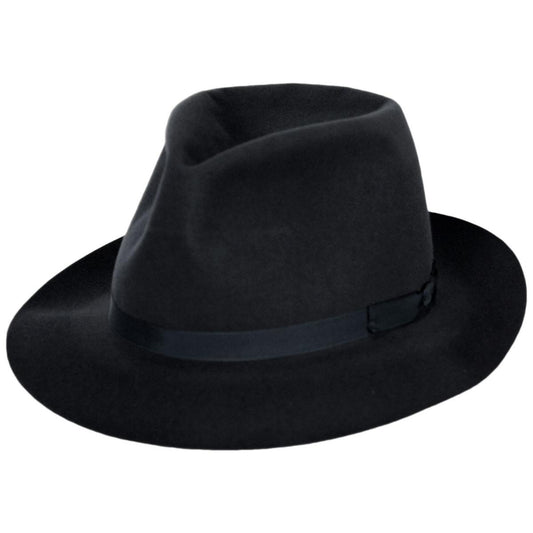 Stefeno Hats | Dalton Rollable Fur Felt Shapeable Open Crown Fedora Hat | 136008 | lead | BLACK